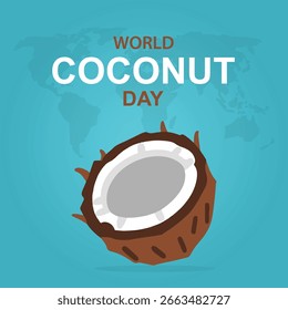 World coconut day banner, background, post template.  Vector illustration of coconut day. 