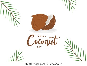 World coconut day with big coconut on september 2.
