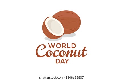 World Coconut Day, World Coconut Day celebration. flat design. flyer design, coconut sticker