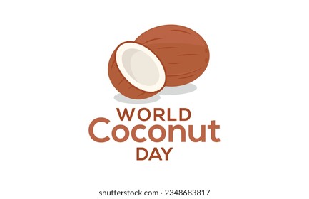 World Coconut Day, World Coconut Day celebration. flat design. flyer design, coconut sticker