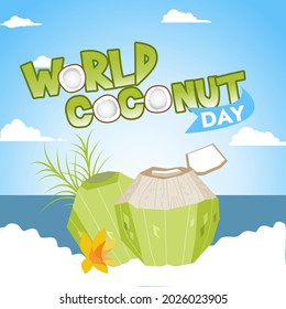 día mundial del coco en diseño plano