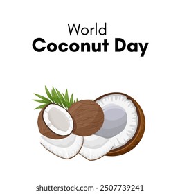 World Coconut Day with illustration of coconuts on white background, Eps