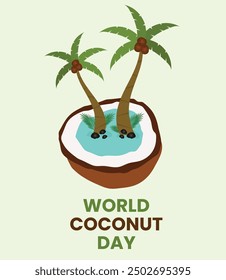 world coconut day, with this festive design.World Coconut Day Poster, Banner, illustration Art. 