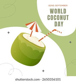 Ilustração vetorial do Dia Mundial do Coco em 2 de setembro em Design de Desenho Animado de Estilo Plano