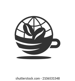 World Coffee bean cup Icon Illustration Brand Identity