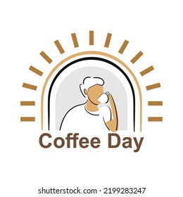 world coffee day celebration, in simple illustration