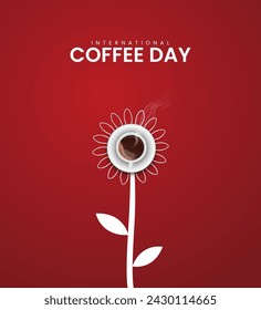 World Coffee Day. International Coffee Day. 3D illustration.