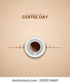 World Coffee Day. International Coffee Day. 3D illustration.