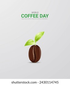 World Coffee Day. International Coffee Day. 3D illustration.