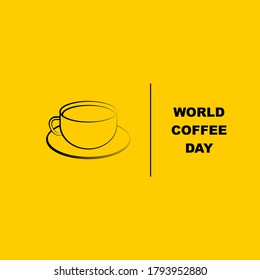 World Coffee day with line art of coffee cup vector illustration