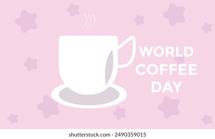 world coffee day poster with coffee cup.