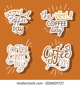 world coffee day, words stickers set