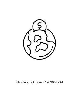 World, coin, dollar icon. Simple line, outline vector elements of loan and investment for ui and ux, website or mobile application