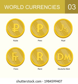 World Coin Set Volume 3: Ruble Peso Riyal Franc Rand Deutsche Mark