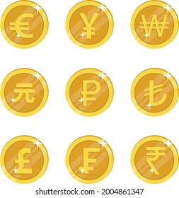 World coins set vector illustration