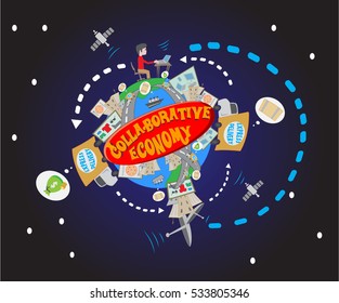 World collaborative economy illustration 2/ Editable Eps10.