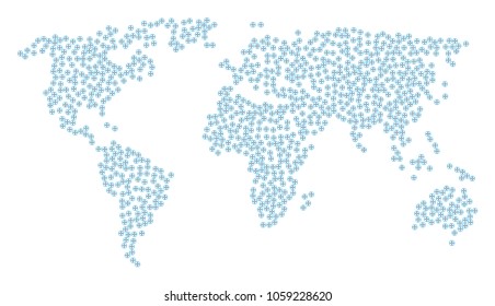 World collage map organized of drone screw items. Vector drone screw scatter flat items are organized into geometric world collage.