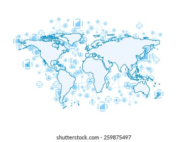 World communication abstract tech background. Vector design