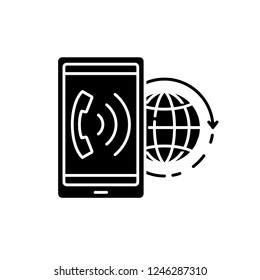 World communication black icon, concept vector sign on isolated background. World communication illustration, symbol
