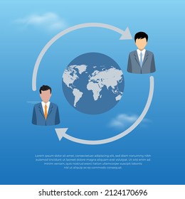 Vector de diseño de comunicación mundial. plantilla de conexión internacional. Ilustración vectorial de la conexión mundial digital global.
