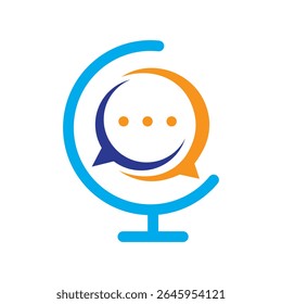 World Communication Logo Concept With Mobile and Chat Symbol Vector Sign