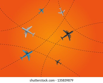 World communication on orange background. Vector illustration.