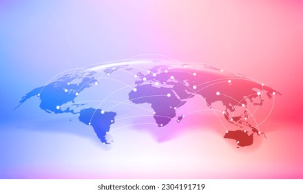 World communication scheme with shining effect. 3d vector banner 
