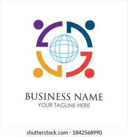 World Community people Logo illustration design template