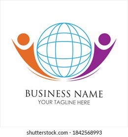 World Community people Logo illustration design template