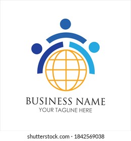 World Community people Logo illustration design template