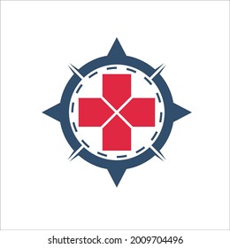 world compass cross medical logo designs for health care service