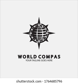 World Compass logo design, world logo concept, compass logo concept, earth icon, north, west, east and south direction, suitable for business and app logo or icon
