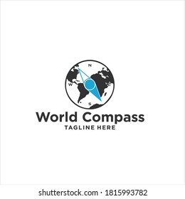 world compass logo design silhouette icon vector	