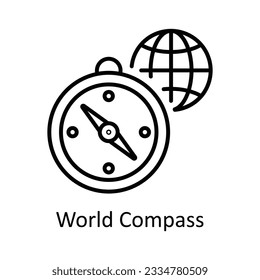 World Compass Outline Icon Design illustration. Map and Navigation Symbol on White background EPS 10 File