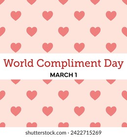 World Compliment Day concept. Seamless pattern with hearts, hand drawn illustration