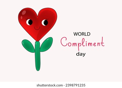 World compliment day, cute kawaii celebrating Valentine's day poster modern flat vector illustration