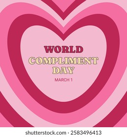 World Compliment Day. Festive retro banner with tunnel hearts. Vector illustration.