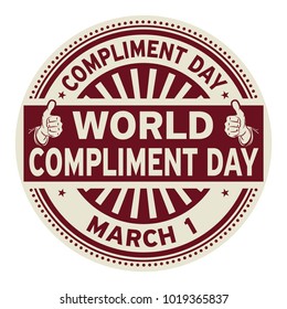 World Compliment Day, March 01, rubber stamp, vector Illustration