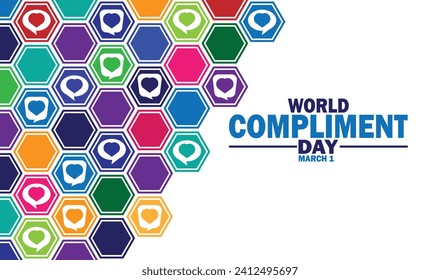 World Compliment Day. March 1. Holiday concept. Template for background, banner, card, poster with text inscription. Vector illustration