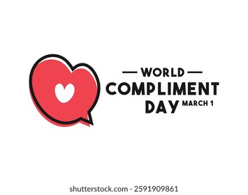 World Compliment Day. March 1. Heart chat icon. Flat design vector. White background. Eps 10.