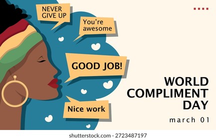 World Compliment Day Template. Words of praise from a woman