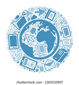 World and Computer icon, office and technology concept, vector file for EPS10