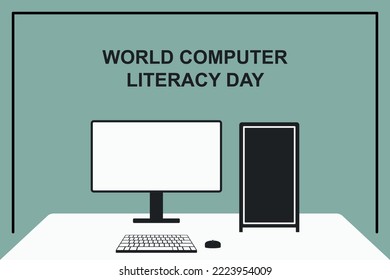 Antecedentes del Día Mundial de la Alfabetización Informática. Ilustración de diseño de vectores.
