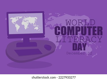 World computer literacy day December 02 vector illustration, holiday concept, suitable for poster or banner