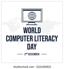 World Computer Literacy Day, International day of computer literacy, Computer, Icon, Design, Badge, vector, eps, editable, template, 2nd December, creative, sticker, typography, poster, banner.amazing