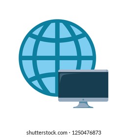 world computer on white background