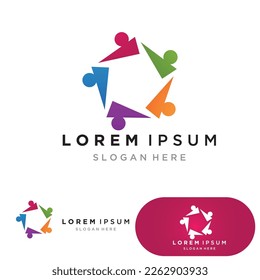 world comunity logo with people and globe illustration design vector.