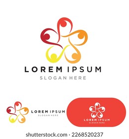 world comunity logo with people and globe illustration design vector.