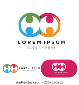 world comunity logo with people and globe illustration design vector.