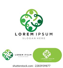 world comunity logo with people and globe illustration design vector.
